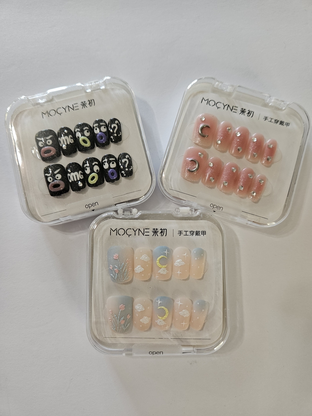 Listing Title: 3 NEW Mocyne Handmade Style Press-On Nail Kits - Short Square